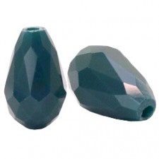 Top faceted drop shaped bead 8x11mm Dark mosaic blue